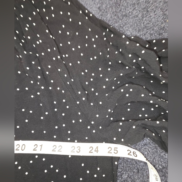 H&M Black Polka Dot Spotted Dress Xl Black Long Sleeve V Neck - Picture 11 of 13